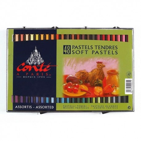 Ensemble de pastels doux - 48 couleurs rondes assorties - Conté à paris