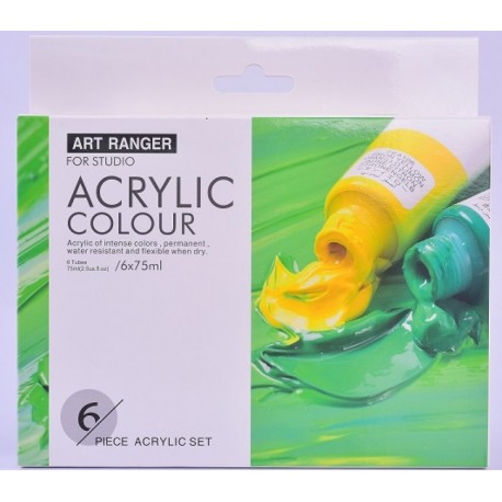 Coffret de peinture acrylique couleurs régulières 6x75 ml - Art Ranger