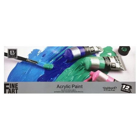 Coffret de Couleur acrylique de 12 tubes de 22 ml - Fine Art