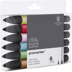 Set de 6 Promarker  tons moyens - Winsor&Newton