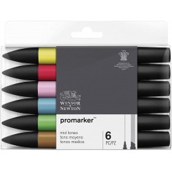 Set de 6 Promarker  tons moyens - Winsor&Newton