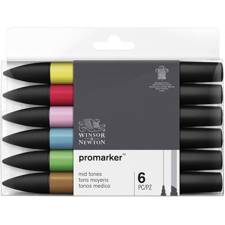 Set de 6 Promarker  tons moyens - Winsor&Newton