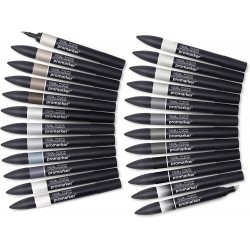 Set de 24+1 Promarker Tons Gris et Noir - Winsor & Newton