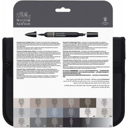 Set de 24+1 Promarker Tons Gris et Noir - Winsor & Newton