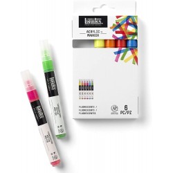 Set de 6 marqueurs Acrylique Fluorescentes pointe fine 2-4 mm - Liquitex