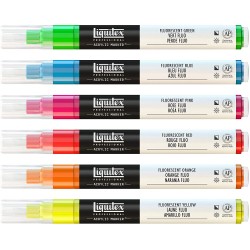 Set de 6 marqueurs Acrylique Fluorescentes pointe fine 2-4 mm - Liquitex