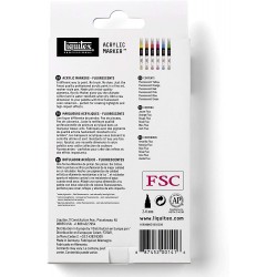 Set de 6 marqueurs Acrylique Fluorescentes pointe fine 2-4 mm - Liquitex