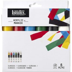 Set de 6 marqueurs Acrylique pointe Large 15 mm - Liquitex