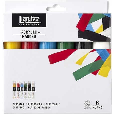 Set de 6 marqueurs Acrylique pointe Large 15 mm - Liquitex