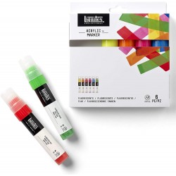 Set de 6 marqueurs Acrylique Fluorescentes pointe Large 15 mm - Liquitex