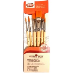 Set de 6 Pinceaux Rond et Plat - Rich