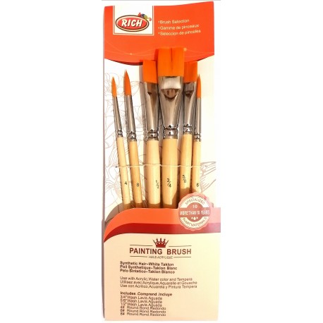 Set de 6 Pinceaux Rond et Plat - Rich