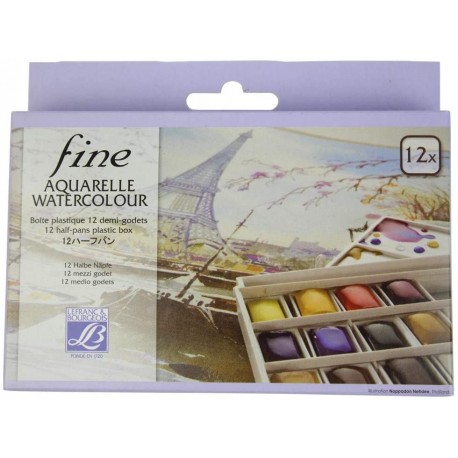 Boite Plastique Aquarelle Fine 12 Demi Godet - Lefranc & Bourgeois s