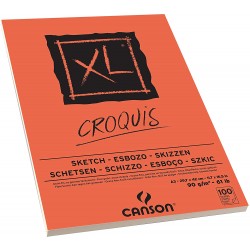 Bloc XL Croquis Papier à dessin 100 feuilles A3 29,7 x 42 cm 90 g - Canson