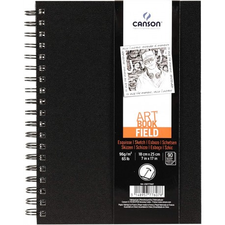 Carnet de croquis fin 96 g/m² 90 feuilles par bloc"Spirale sur le long côté" Blanc 18 x 25 cm - Canson