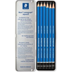 Boîte  métal de 6 crayons assortis Lumograph Graphite - Staedtler