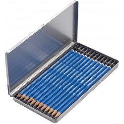 Boîte métal de 12 crayons assortis Lumograph Graphite - Staedtler