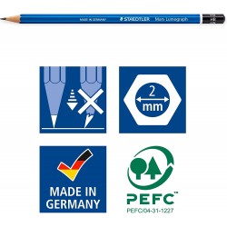 Boîte métal de 12 crayons assortis Lumograph Graphite - Staedtler