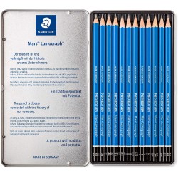 Boîte métal de 12 crayons assortis Lumograph Graphite - Staedtler