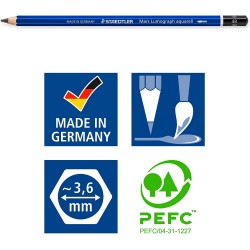 Étui blister avec 3 crayons graphites aquarellables assortis et 1 pinceau - Staedtler