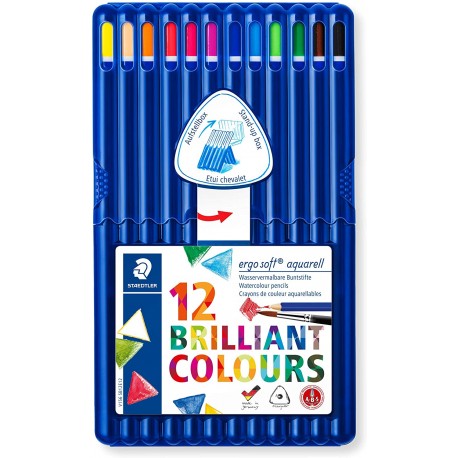 Étui Chevalet Avec 12 Couleurs Aquarellables Tendres Lumineuses Assorties - Staedtler
