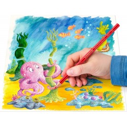 Étui carton avec 12 crayons Couleurs Aquarellables Tendres et 1 pinceau - Staedtler