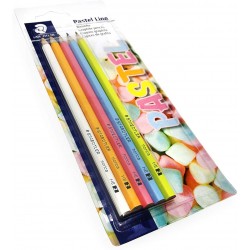 Blister 5 Crayons Graphite Assortis (Blanc, Jaune, Orange, Rose Et Bleu) - Staedtler Pastel Line