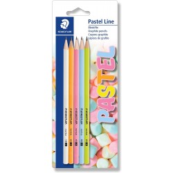 Blister 5 Crayons Graphite Assortis (Blanc, Jaune, Orange, Rose Et Bleu) - Staedtler Pastel Line