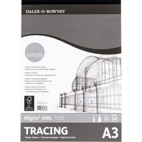 Bloc Calque A3 60 g 40F Simply - Daler Rowney