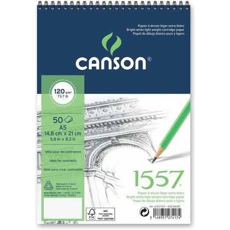 Album de dessin 1557 Spirale 29.7x21cm 120 g/m²  50F - A4 - Canson