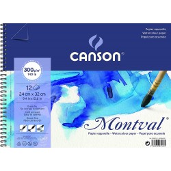 Album papier aquarelle spirale MONTVAL 300g   32x24cm 12F - Canson