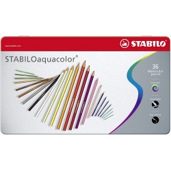 Boite métal de 24 crayons de couleur aquarellables - Stabilo