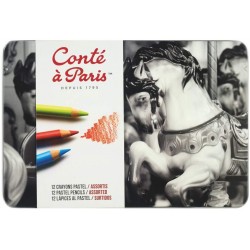 Boîte Métal Assortiment 12 Crayons Pastel - Conté à Paris