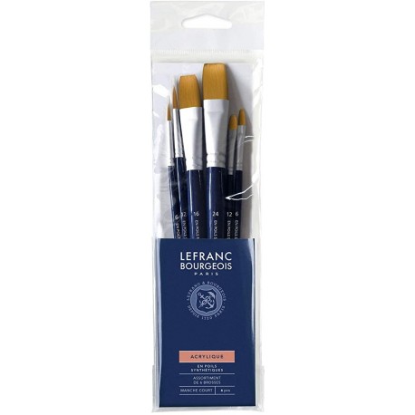 Set de 6 Pinceaux Synthétiques Manche court - Lefranc Bourgeois