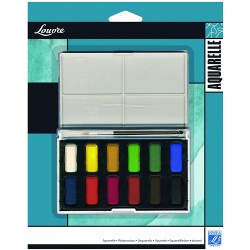 Boite Plastique Aquarelle Louvre Blister 12 Godets + Pinceau - Lefranc & Bourgeois