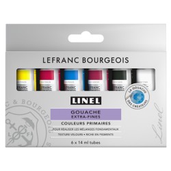 Set de 6 Gouache Extra-Fine LINEL 14 ml – Couleurs Primaires - Lefranc & Bourgeois