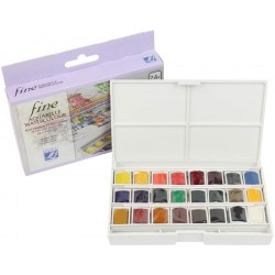 Boite Plastique Aquarelle Fine 24 Demi Godet - Lefranc & Bourgeois