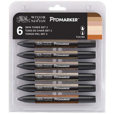 Set de 6 marqueur tons de chair Set 2 - Winsor & Newton