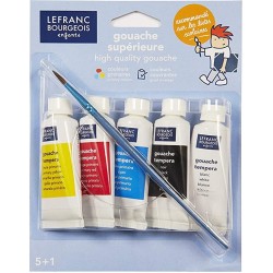 5 tubes de gouache de 20 ml avec pinceau - LEFRANC & BOURGEOIS