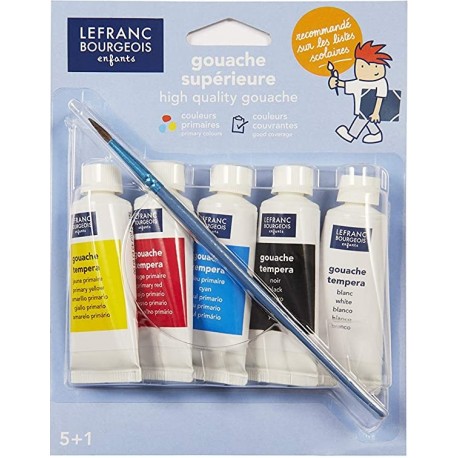 5 tubes de gouache de 20 ml avec pinceau - LEFRANC & BOURGEOIS