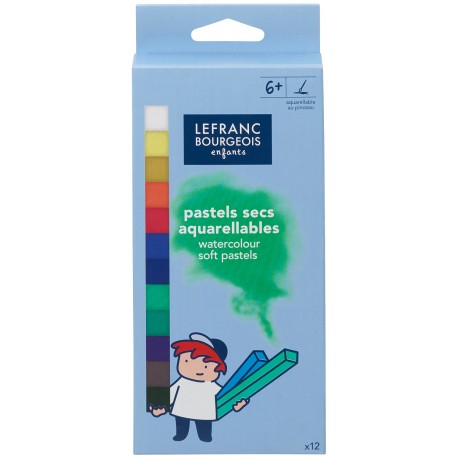 Pastels tendres aquarellables pour enfants - Boîte de 12 - Lefranc Bourgeois