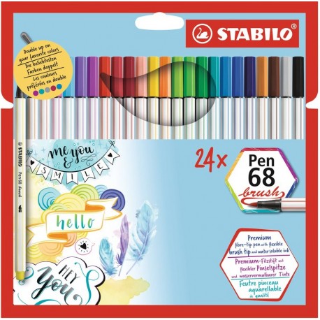 Pochette de 12 feutres pinceaux Pen 68 Brush - Stabilo