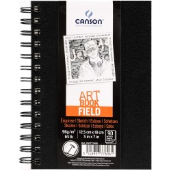 Carnet de croquis fin 96 g/m² 90 feuilles par bloc"Spirale sur le long côté" Blanc 12.5 x 18 cm Blanc - Canson