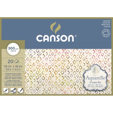 Bloc Aquarelle Grain Fin 300 Gr 20 Feuilles 36x25 cm - Canson