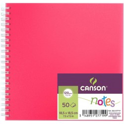 Carnet de croquis Notes 50 feuilles 120 Gr 18.5x18.5 cm Rose - Canson