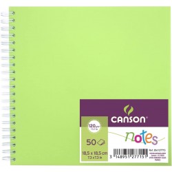 Carnet de croquis Notes 50 feuilles 120 Gr 18.5x18.5 cm Vert - Canson