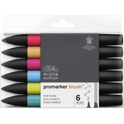 Set de 6 Promarker Brush Tons Moyens - Winsor & Newton