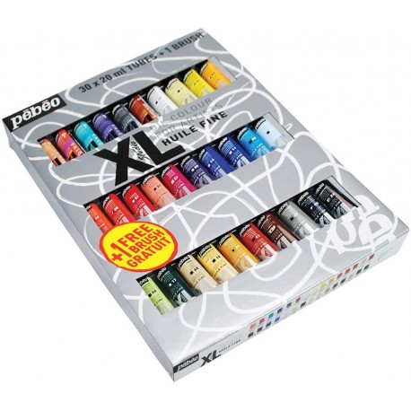 Étui de 20 Tubes Huile Fine XL de 20 ml Assortis et Pinceau - Pébéo