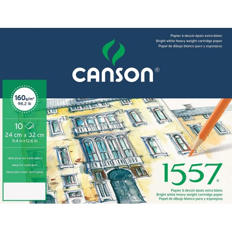 Pochette de 10 Feuilles Dessin 1557 JA 160 g 24x32 cm - Canson