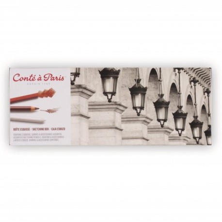 Coffret Métal Esquisse Étude 12 Carrés Couleurs, Crayons Esquisse Et Accessoires - Conté A Paris